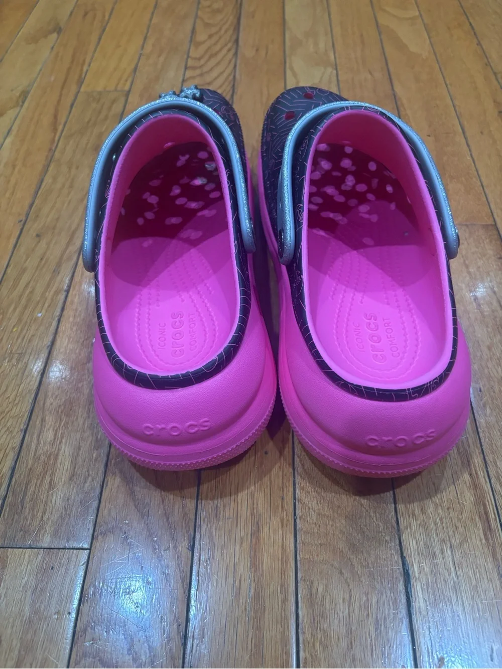 CROCS X BARBIE CRUSH CLOG SHOES Black The Movie M9/W11 EUC